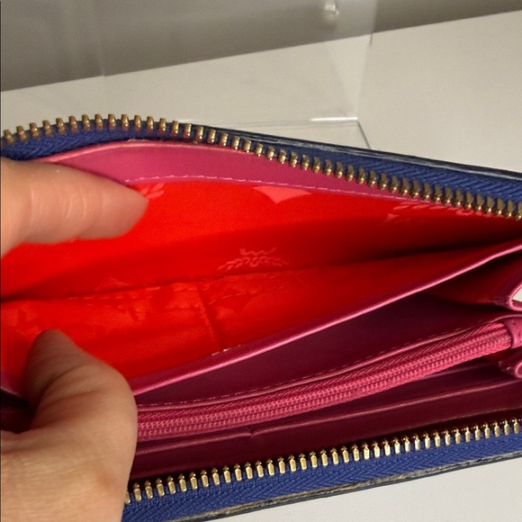 MCM Blue Saffiano Leather Wallet with Gold Accents - Picture 11 of 16